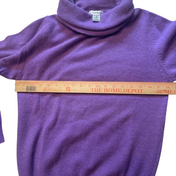 Vintage Purple Angora Lambswool  blend Turtleneck Sweater M Soft Fuzzy Pullover - Picture 4 of 6